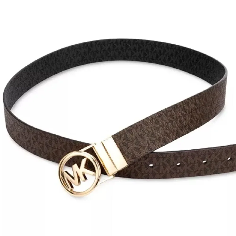 MICHAEL Michael Kors Reversible Logo with Logo Buckle Genuine Leather Belt